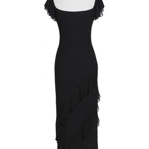 Wild Fable Black Ruffle Maxi Dress – Chic Short Sleeve, Effortless Elegance, NWT